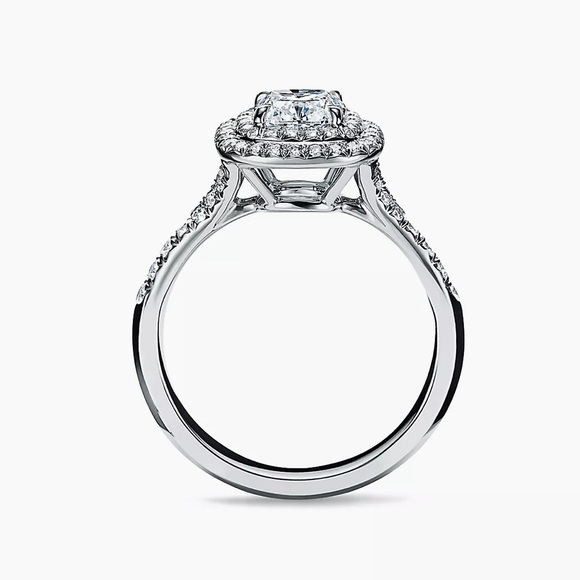 Tiffany & Co. Soleste Cushion-Cut  Double Halo Ring w/ a Diamond Platinum Band - Picture 3 of 14